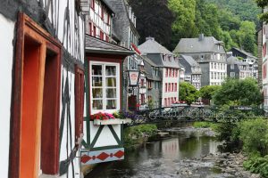 Crossing a bridge in Monschau Germany